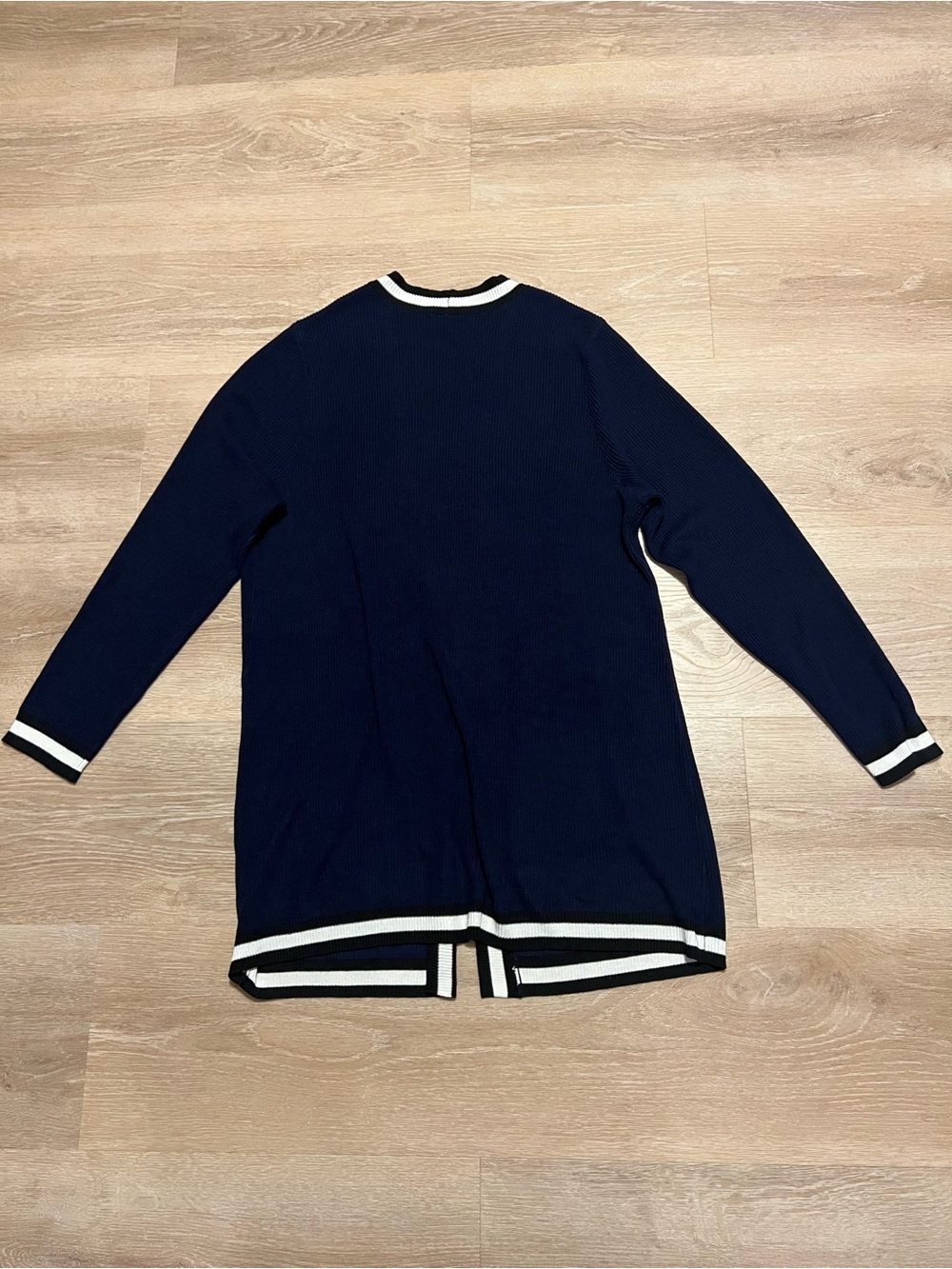 Torrid Navy Ribbed Varsity Open Front Duster Cardigan Plus Size 2X Cozy Classic - Picture 3 of 8